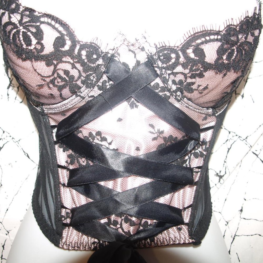 BUSTIER Black/Pink SIZE 36C BY DELICATES USED FOR PHOTO SHOOT